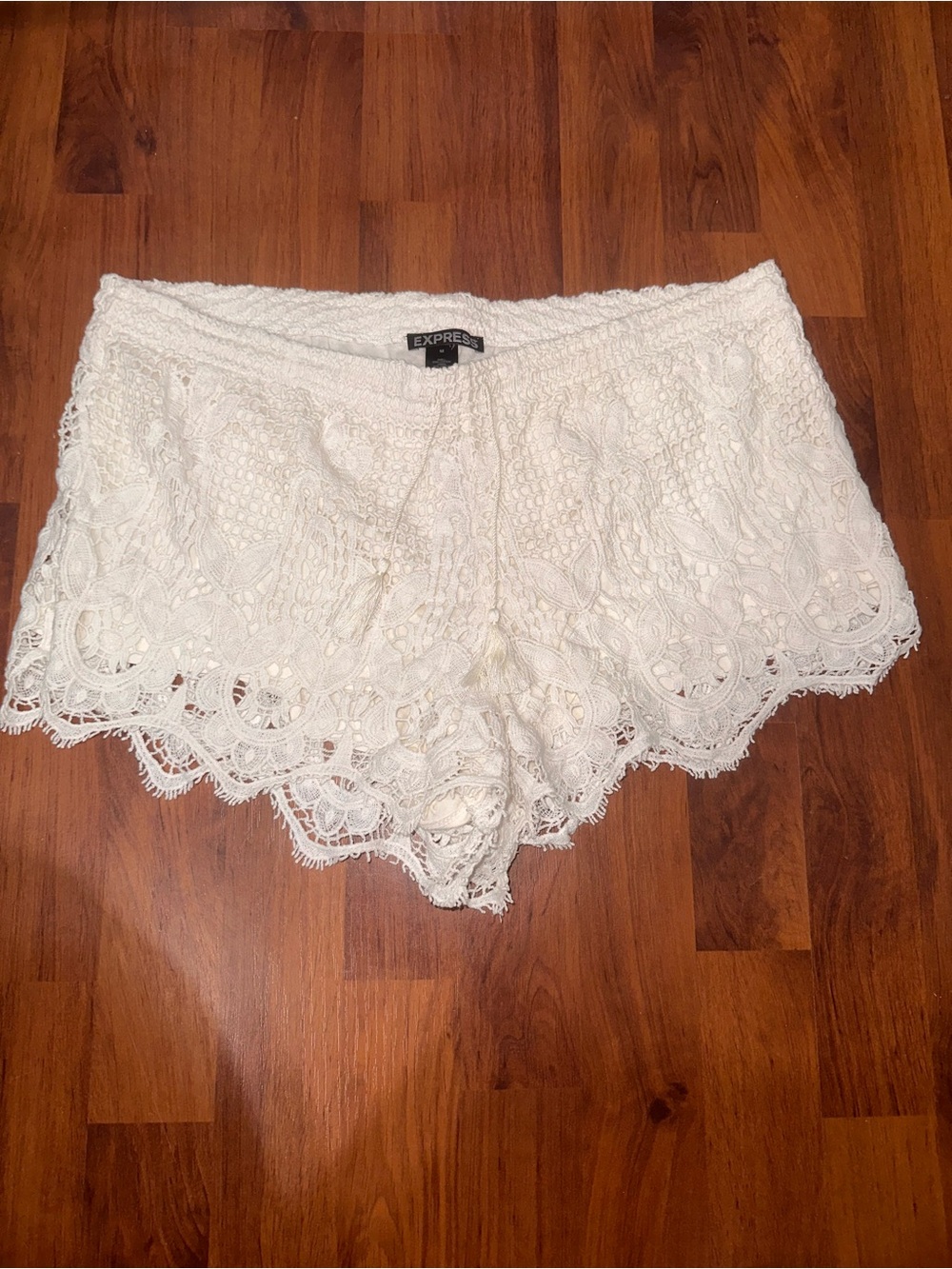 Express Cream Crochet Lace Sleep Shorts
